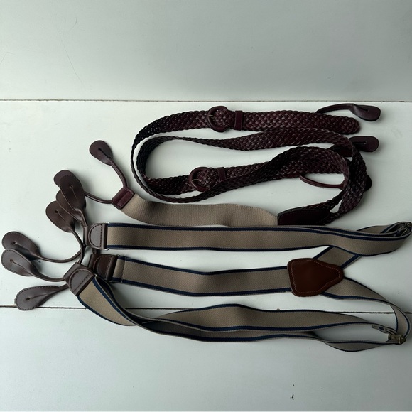 Elegant Leather and Fabric Suspenders for Men - Picture 1 of 7